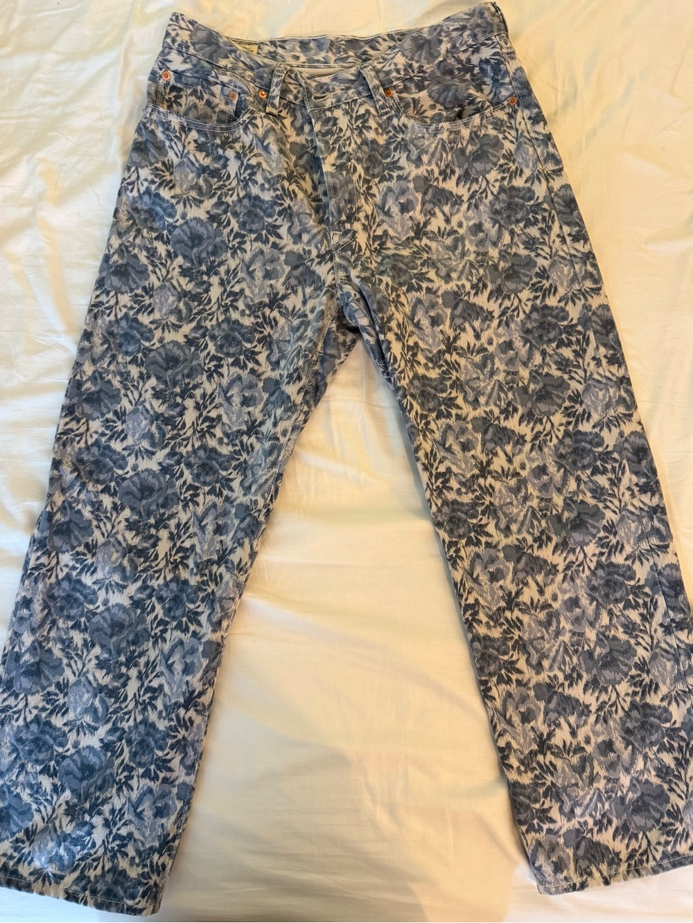 Levi's Blue and White Floral 501® Jeans